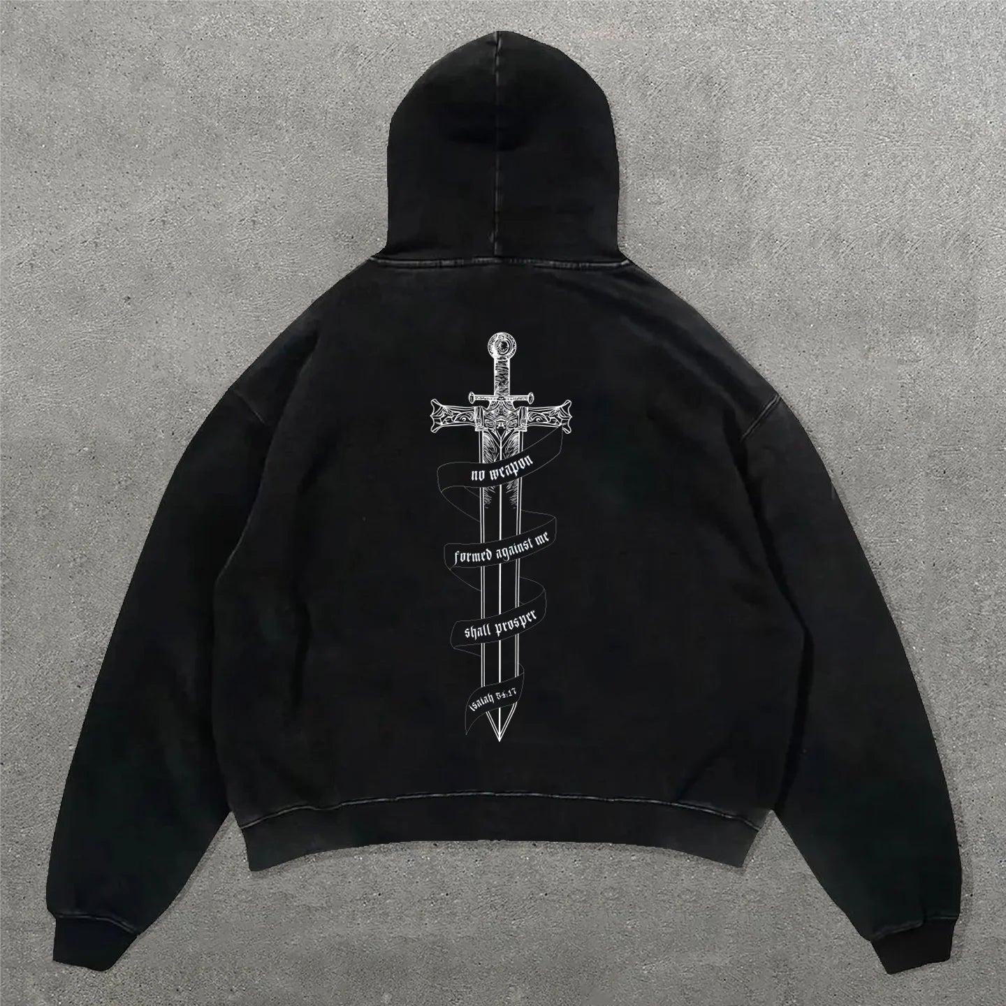 Cross Sword Print Long Sleeve Hoodies