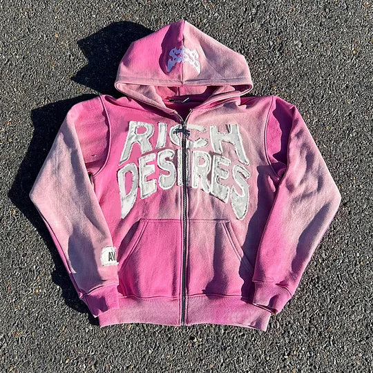 Desire Casual Street Vintage Zip Hoodie