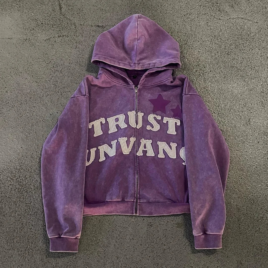 Trust Unvanq Print Long Sleeve Zipper Hoodies