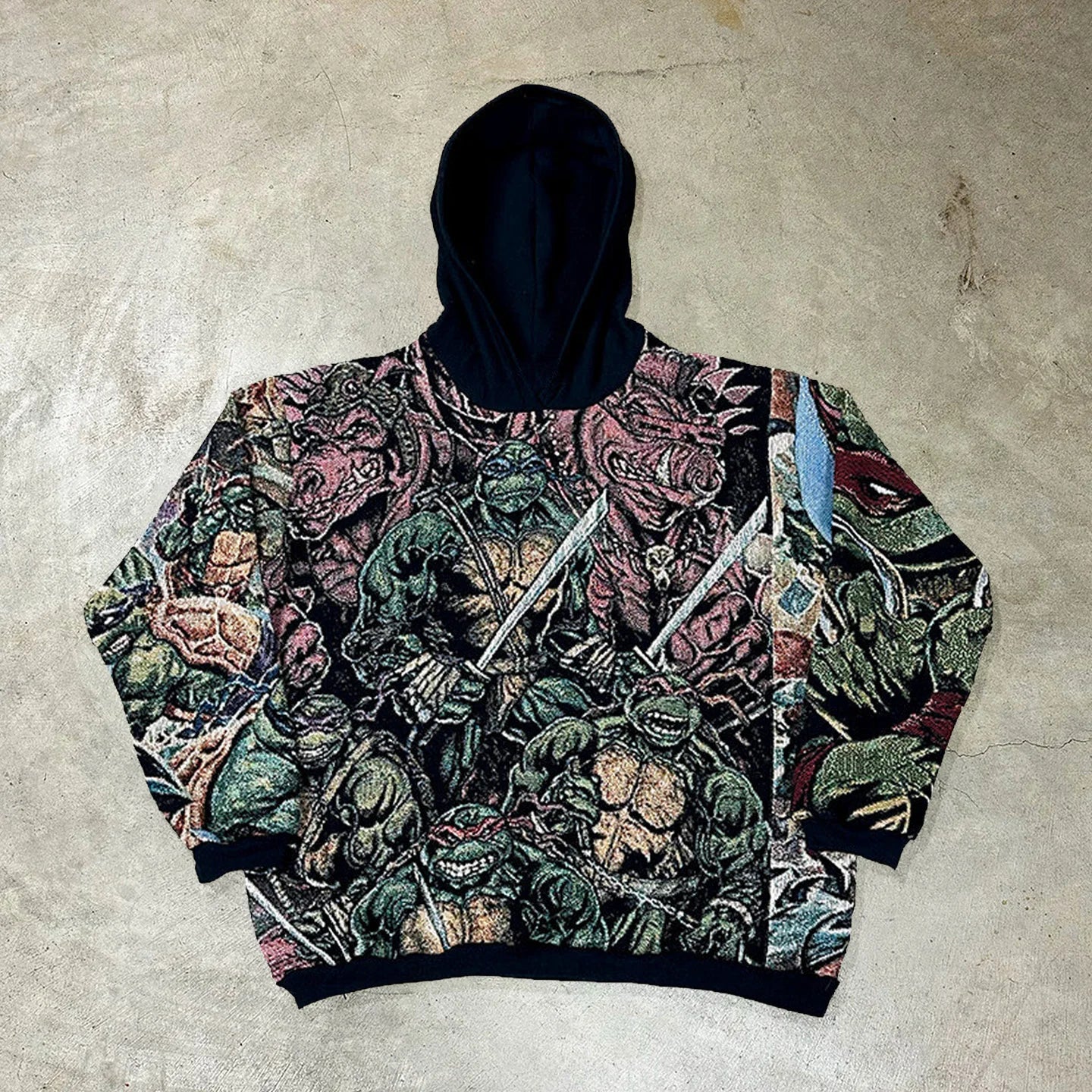 Turtle Cartoon Print Long Sleeve Hoodies