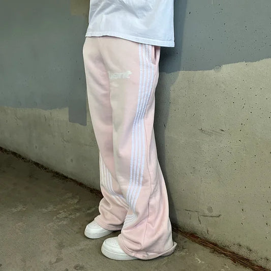 Casual Street Retro Washed Striped Trousers