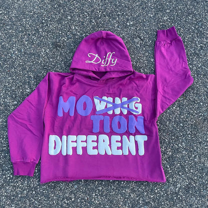 Motion different puff printing cotton street hoodie