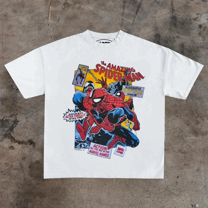 Spider print crew neck short sleeve T-shirt