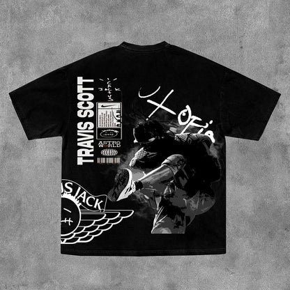 Travis Scott Print Short Sleeve T-Shirt