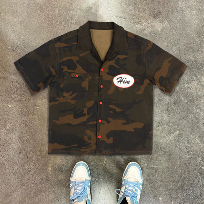 Fashion Camouflage Retro Print Shirt