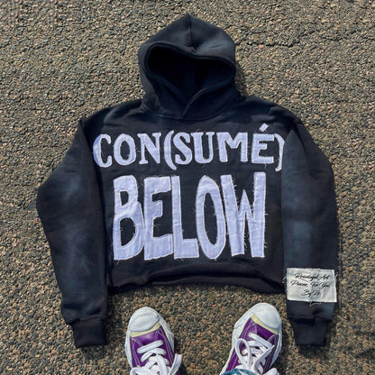 Casual street retro washed printed hoodie