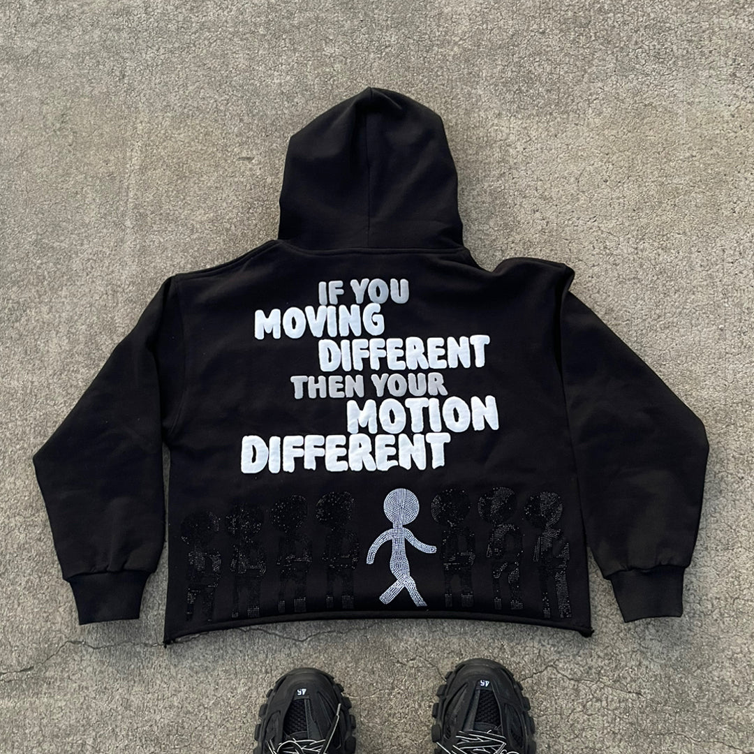 Motion different puff printing cotton street hoodie