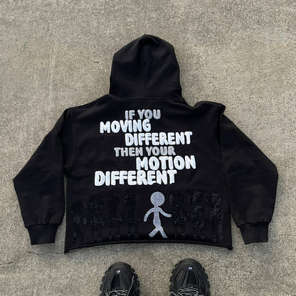 Motion different puff printing cotton street hoodie