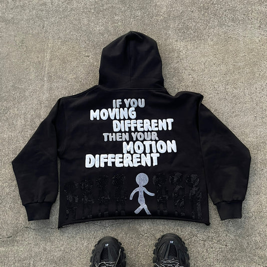 Motion different puff printing cotton street hoodie