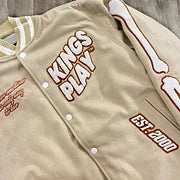 Khaki trendy retro sports baseball uniform