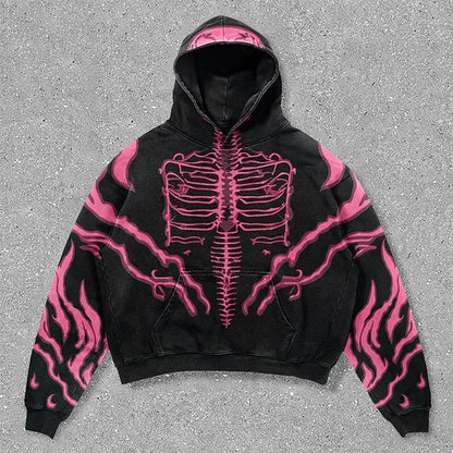 Personalized street style skull print hoodie