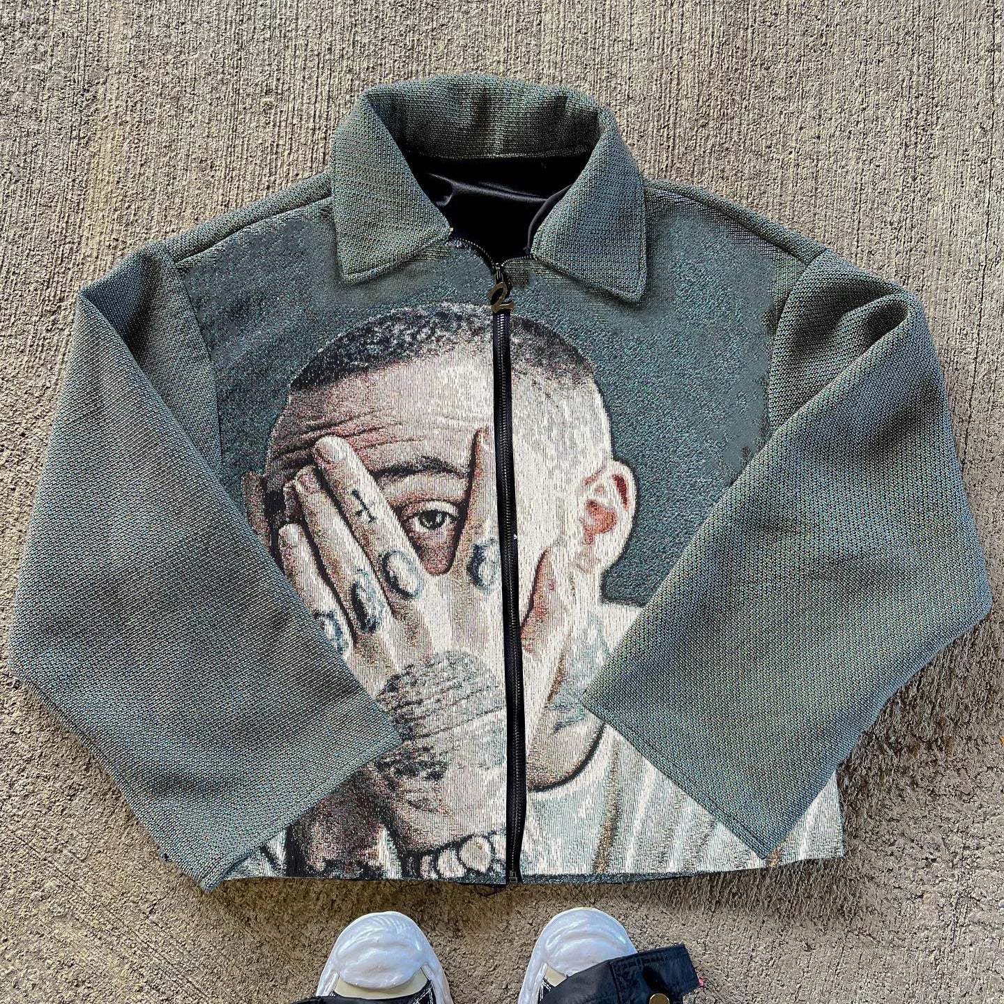 Hip Hop Tapestry Zip-Up Jacket