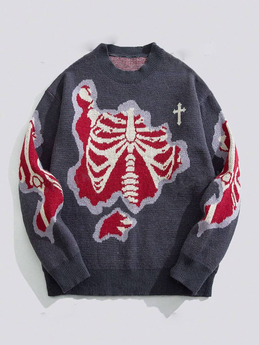 Loose Skeleton Crewneck Pullover