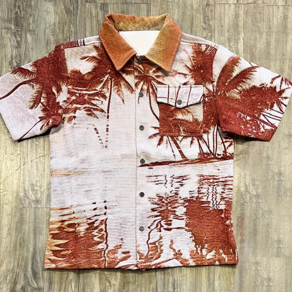 Vintage Coconut Tree Lapel Shirt