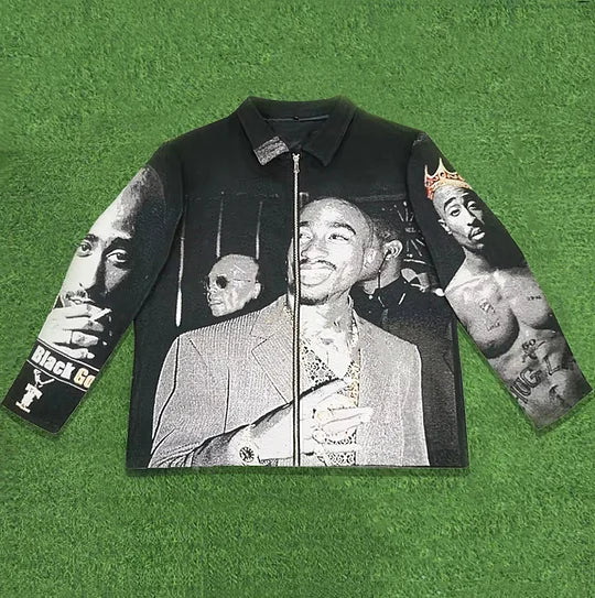 Hip Hop Rap Zip-Up Tapestry Jacket