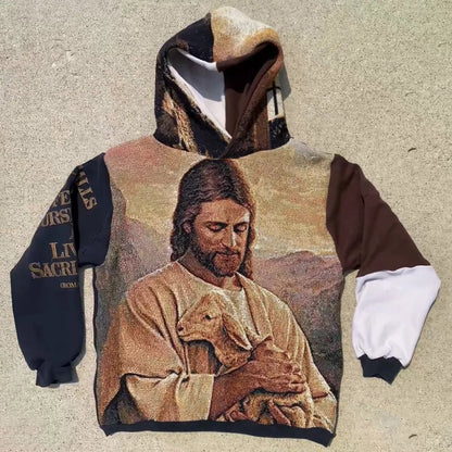 Jesus Created For Good Works Print Long Sleeve Hoodies