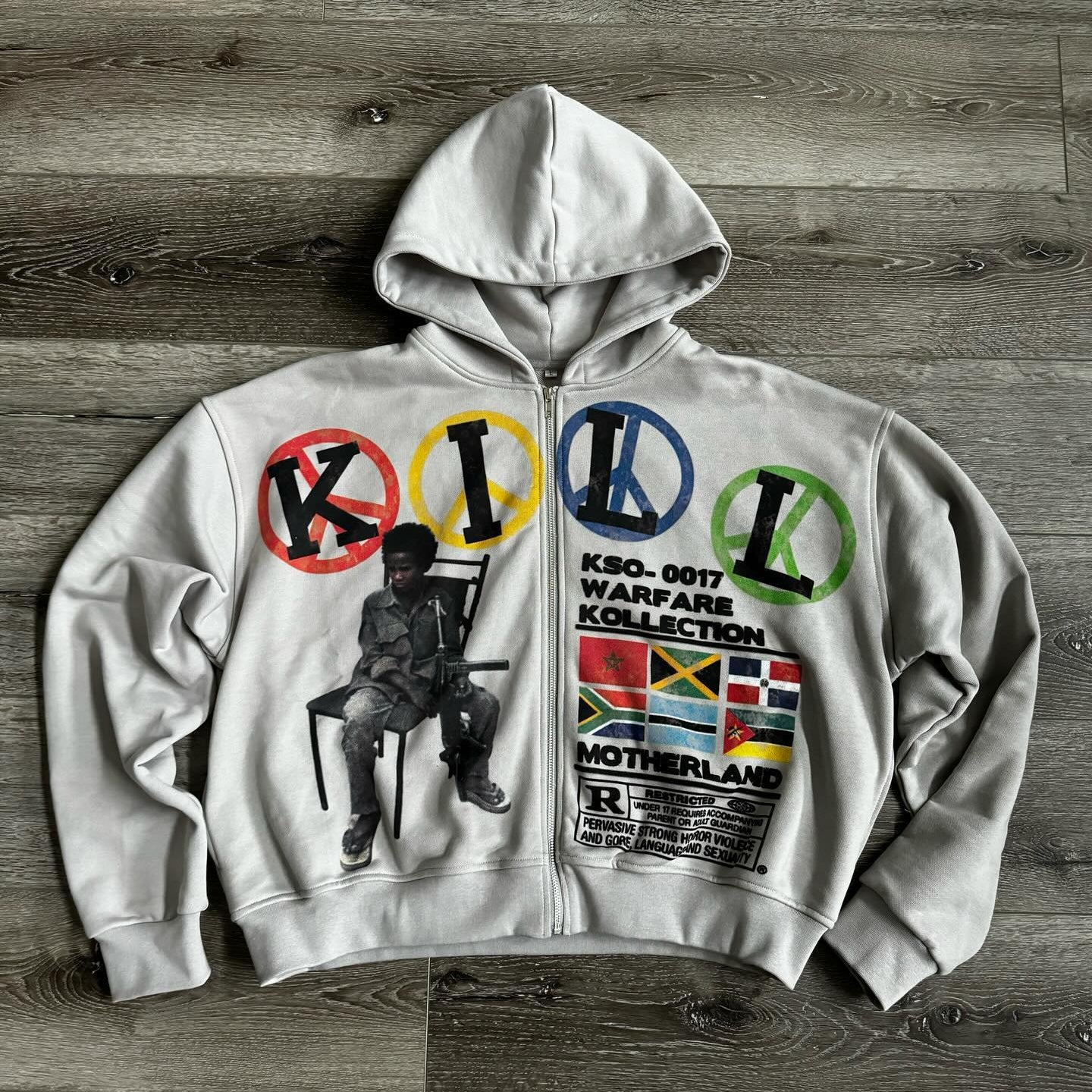 Vintage Personalized Print Zip-Up Hoodie