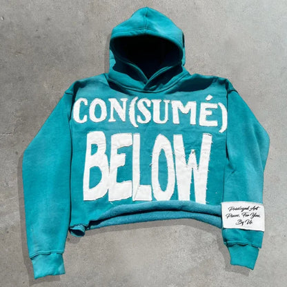 Casual street retro washed printed hoodie