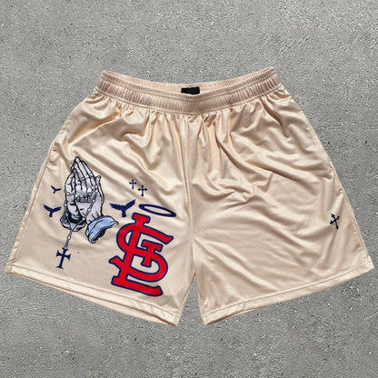 Casual Letters Print Sports Mesh Shorts