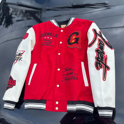 Guerilla Print Long Sleeve Baseball Jacket