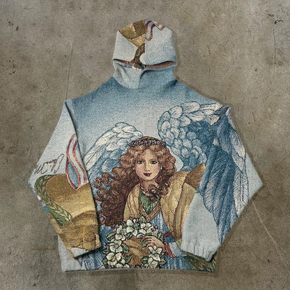 Salvation Angel Print Long Sleeve Hoodies