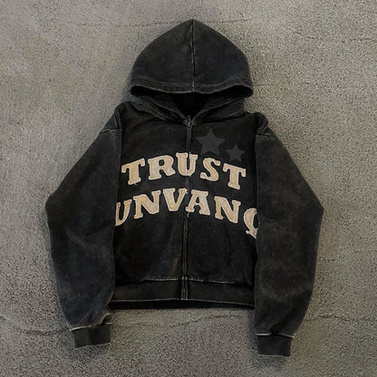 Trust Unvanq Print Long Sleeve Zipper Hoodies