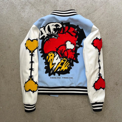 Casual Street Heart Baseball Jacket