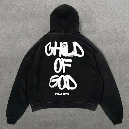 Child Of God Print Long Sleeve Hoodies