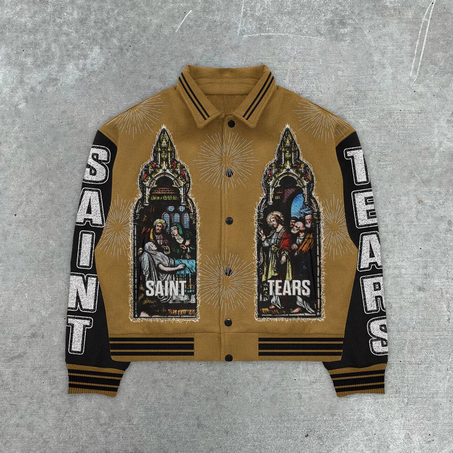 Jesus Salvation Embroidered Patchwork Casual Street Baseball Jacket