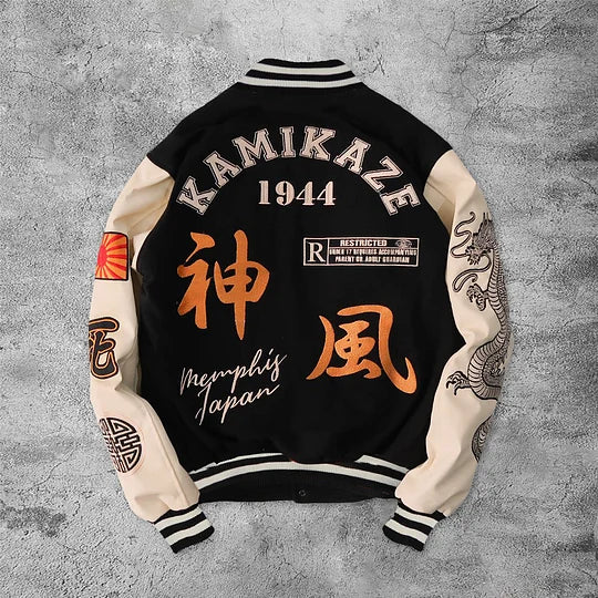 Casual Tiger White Dragon Japanese Outdoor Baseball Jacket