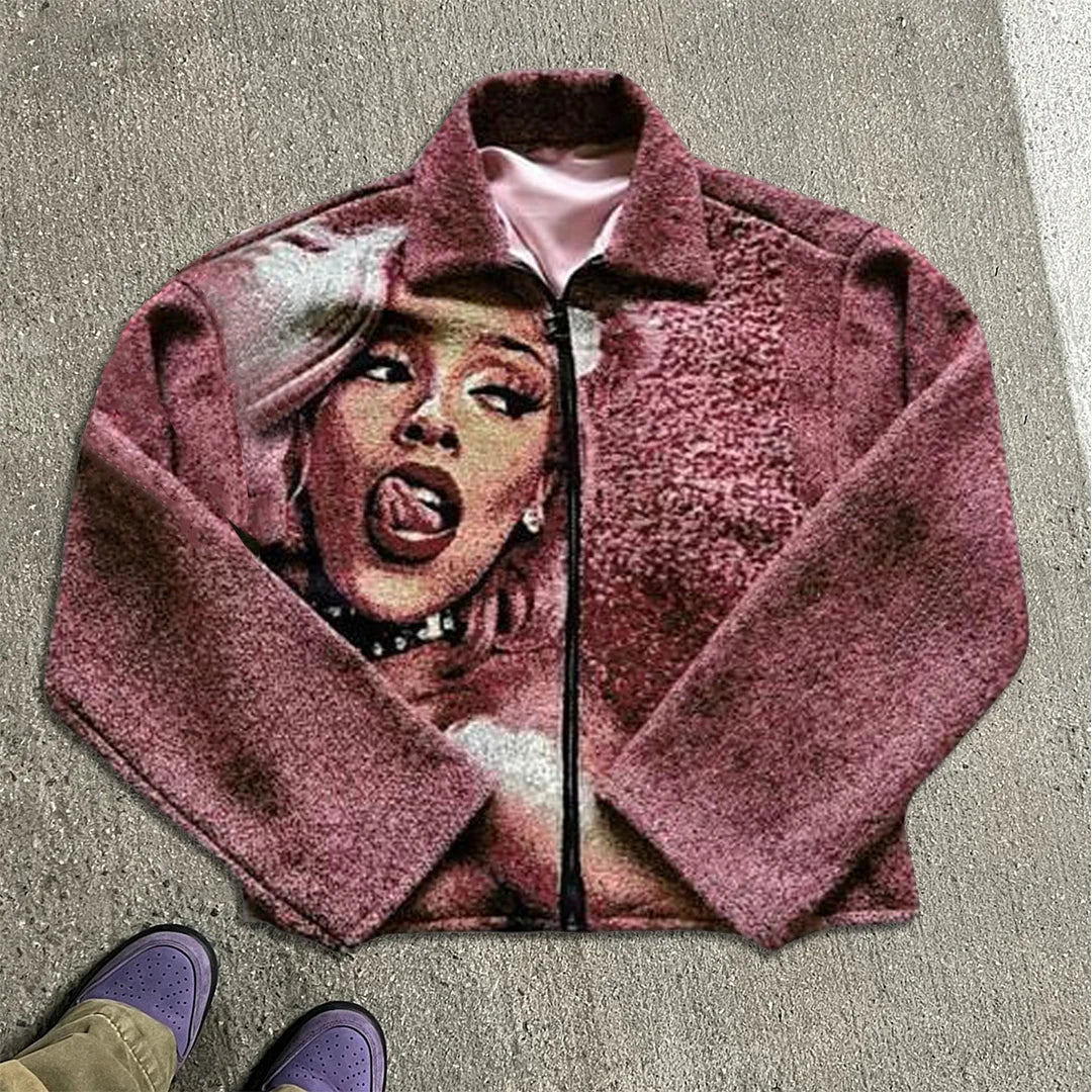 Hip Hop Rap Zip-Up Tapestry Jacket