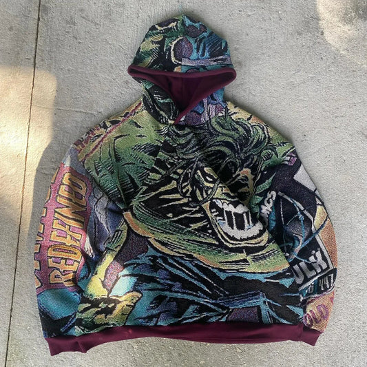 Hulk Print Long Sleeve Hoodies