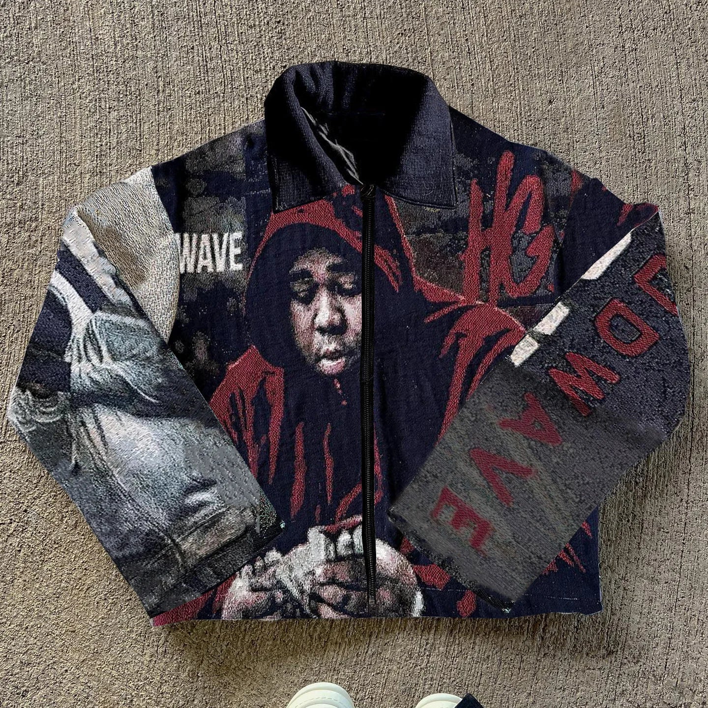 Casual Street Rap Tapestry Zip-Up Jacket