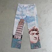 Retro Hip Hop Casual Fashion Tapestry Trousers $39.89 $55.00