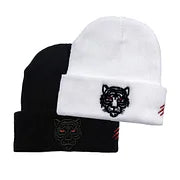 Tiger head and claw marks embroidered woolen outdoor warm hat knitted hat