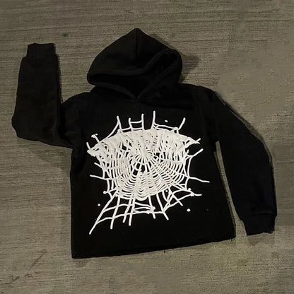 Superstar Spider Web Print Long Sleeve Hoodies