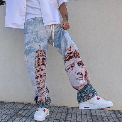 Retro Hip Hop Casual Fashion Tapestry Trousers $39.89 $55.00