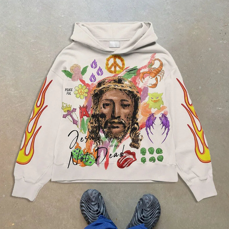 Vintage Jesus Print Hoodie