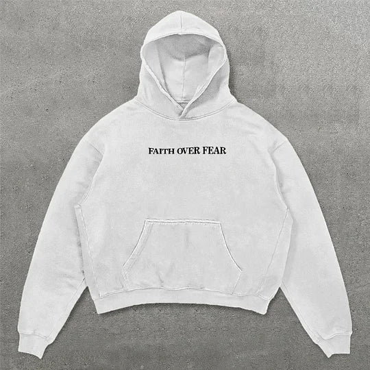 Faith Over Fear Print Long Sleeve Hoodies