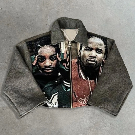 Hip Hop Rap Zip-Up Tapestry Jacket