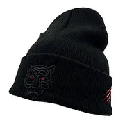 Tiger head and claw marks embroidered woolen outdoor warm hat knitted hat