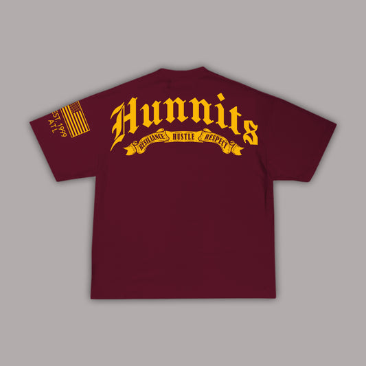 Resilience, Hustle, Respect T-Shirt - Burgundy
